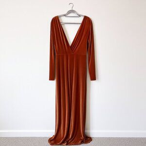 Jenny Yoo Anthropologie Velvet Maxi Gown | Size 22 | Rose | Worn Once